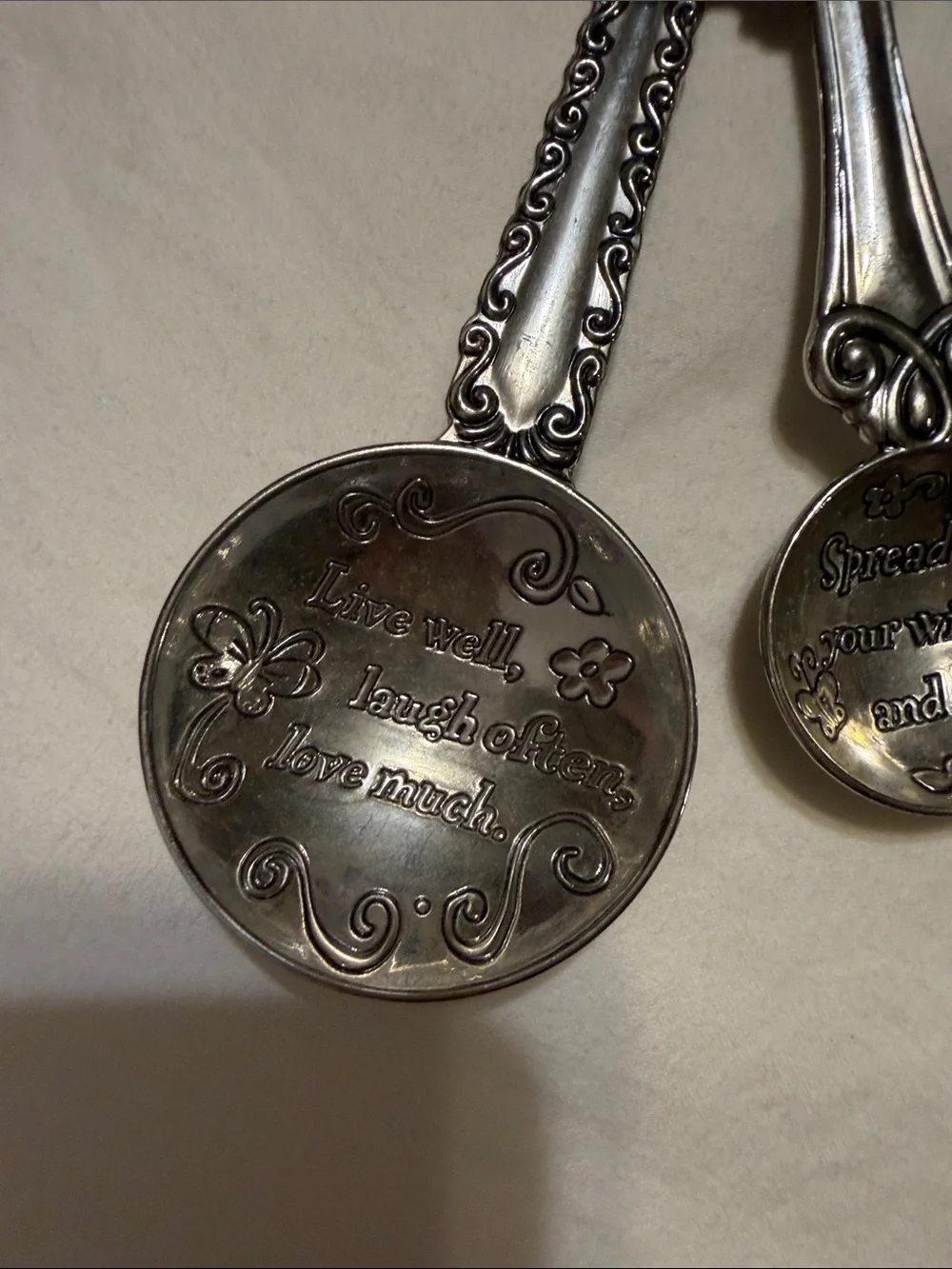 Decorative Silver Tone Cross Measuring Spoon Set - Elegant Home Dining Accent